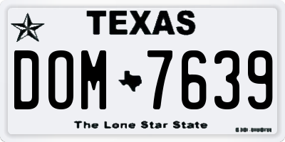 TX license plate DOM7639