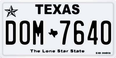 TX license plate DOM7640