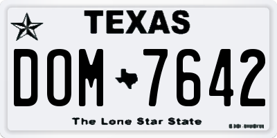 TX license plate DOM7642
