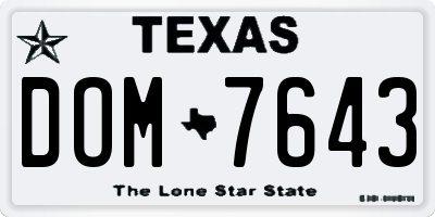 TX license plate DOM7643