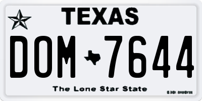 TX license plate DOM7644