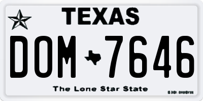 TX license plate DOM7646
