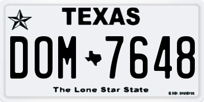 TX license plate DOM7648