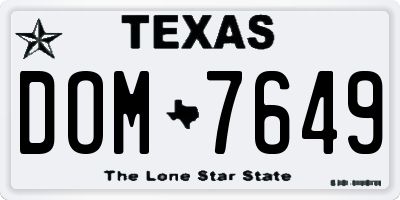 TX license plate DOM7649