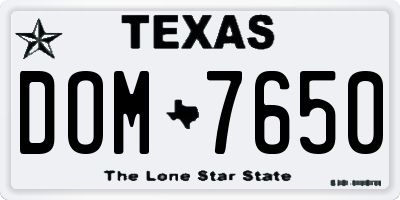 TX license plate DOM7650