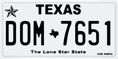 TX license plate DOM7651