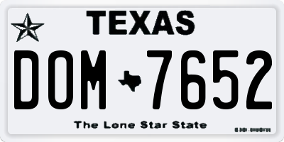 TX license plate DOM7652