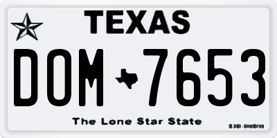 TX license plate DOM7653