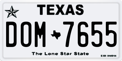TX license plate DOM7655