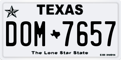 TX license plate DOM7657