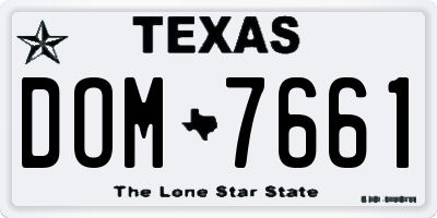 TX license plate DOM7661
