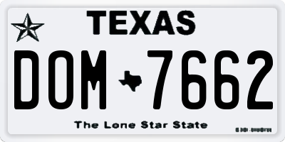 TX license plate DOM7662
