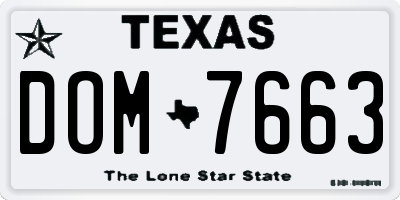 TX license plate DOM7663