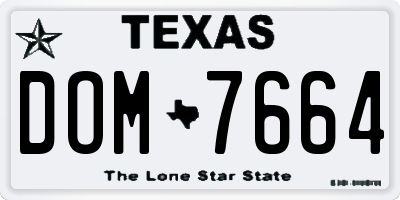 TX license plate DOM7664