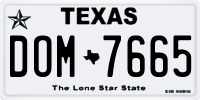 TX license plate DOM7665