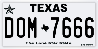 TX license plate DOM7666