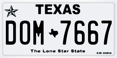 TX license plate DOM7667