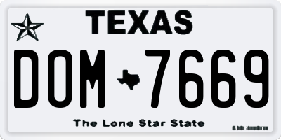 TX license plate DOM7669