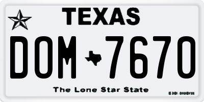 TX license plate DOM7670