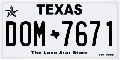TX license plate DOM7671