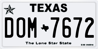 TX license plate DOM7672