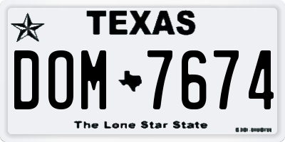 TX license plate DOM7674
