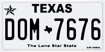 TX license plate DOM7676