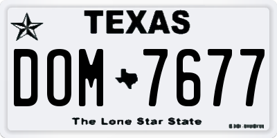TX license plate DOM7677