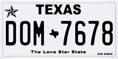 TX license plate DOM7678
