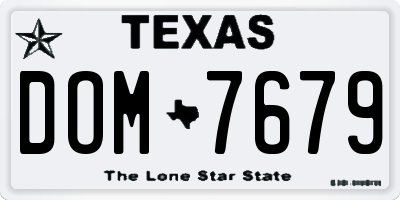 TX license plate DOM7679