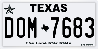 TX license plate DOM7683