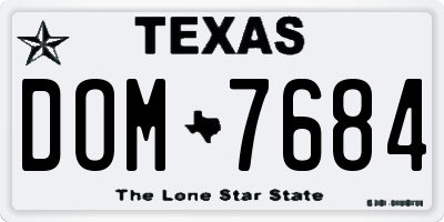 TX license plate DOM7684