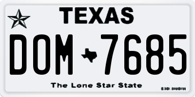TX license plate DOM7685