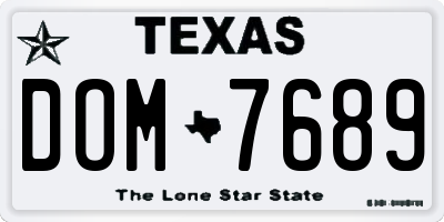 TX license plate DOM7689