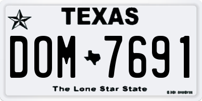 TX license plate DOM7691