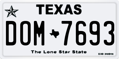 TX license plate DOM7693