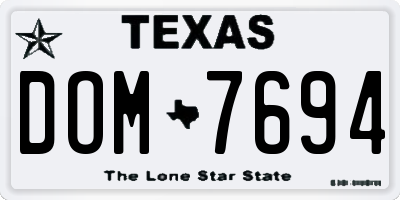 TX license plate DOM7694