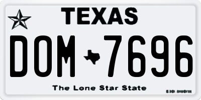 TX license plate DOM7696