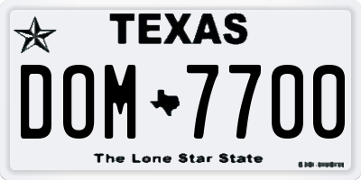 TX license plate DOM7700