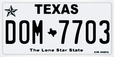 TX license plate DOM7703