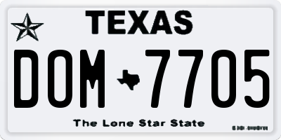TX license plate DOM7705