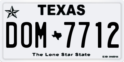 TX license plate DOM7712