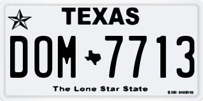 TX license plate DOM7713