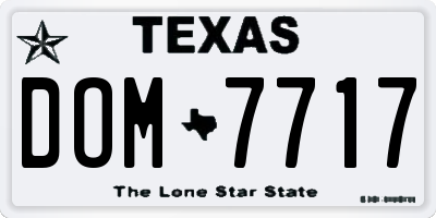 TX license plate DOM7717