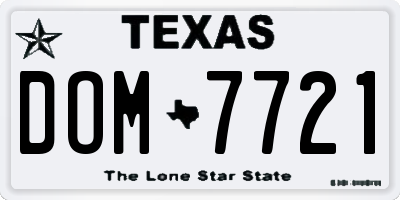TX license plate DOM7721