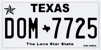 TX license plate DOM7725