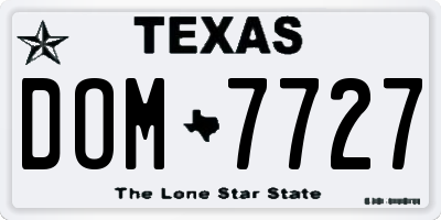 TX license plate DOM7727