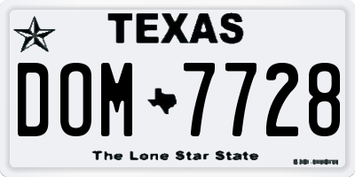 TX license plate DOM7728