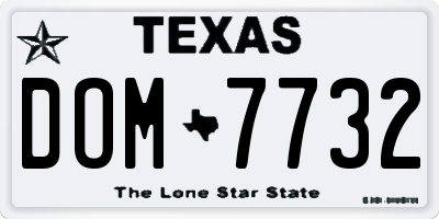 TX license plate DOM7732