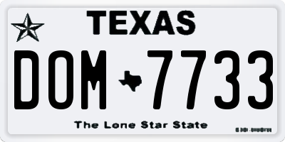 TX license plate DOM7733